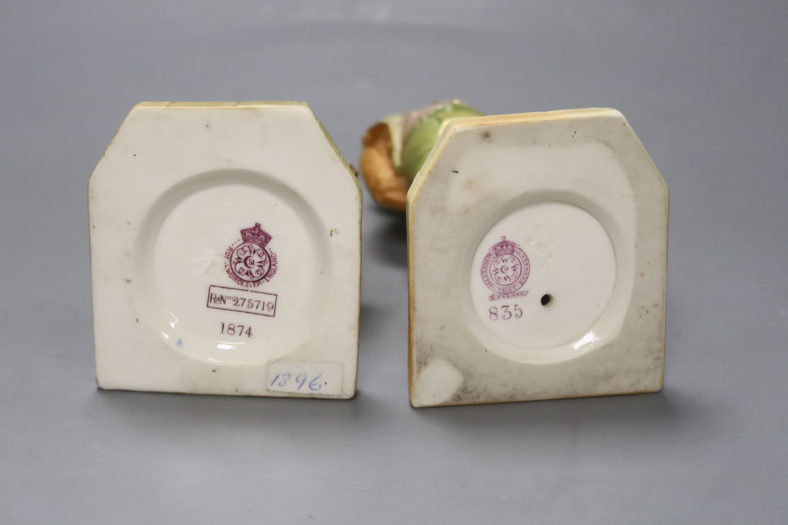 A pair of Royal Worcester blush figures of an Irishman and Irish girl, height 17cm